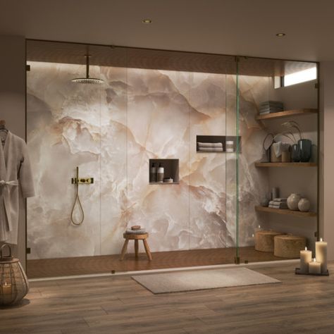 Onyx Sand: Shower Wall Acrylic Sand Bathroom, Onyx Shower, Onyx Tile, Bathroom Wall Panels, Shower Wall Panels, Decorative Wall Panels, Kitchen Wall Tiles, Bathroom Inspiration Decor, Big Bathrooms