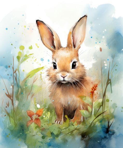 Premium AI Image | a watercolor painting of a rabbit is shown Cute Bunny Painting, Bunny Watercolor Painting, Easter Artwork, Hare Watercolour, Painted Rabbit, Rabbit Watercolor, Bird Watercolor Art, Watercolor Rabbit, Bunny Rabbit Art