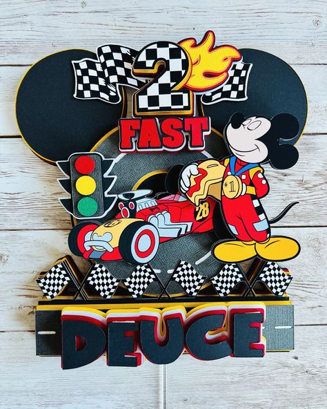 Roadster Racer Cake Topper #mickeymouse #caketopper #mickeyandfriends Mickey Racers Birthday Party, Mickey Mouse Roadster Racers Birthday, Mickey Mouse Roadster Racers, Roadster Racers Birthday, Mickey Roadster Racers Party, Mickey Roadster Racers Birthday, Mickey Roadster Racers, Mickey Mouse Car, 3d Cake Toppers