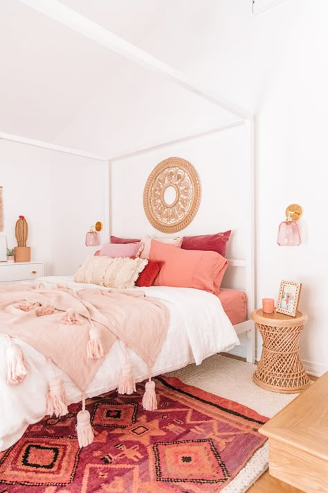 The Mindwelling: Our Main Bedroom Reveal! - colorful, meaningful interior inspiration to make your house a home! Deco Room, Condo Bedroom, Bedroom Vibes, Bedroom Layout, College Stuff, College Room, Master Retreat, Master Room, Bohemian Bedroom