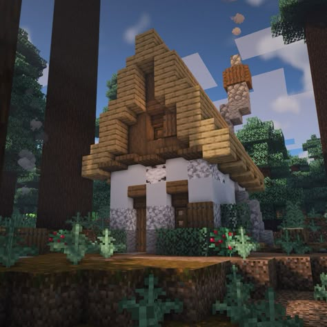 Making a cute Minecraft forest house in the Mega Taiga biome Minecraft Taiga House, Forest House Minecraft, Mini House Minecraft, Minecraft Forest House, Epic Minecraft Houses, Minecraft Forest, Taiga Biome, Minecraft Modern Mansion, Minecraft Cabin