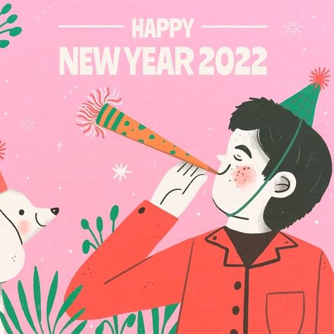 New Year’s Eve Illustration, New Year Illustration 2024, Happy New Year Illustration Design, Creative New Year Post, New Year Poster Design Ideas, New Years Eve Illustration, New Year Illustration Design, Happy New Year Graphic Design, New Years Illustration