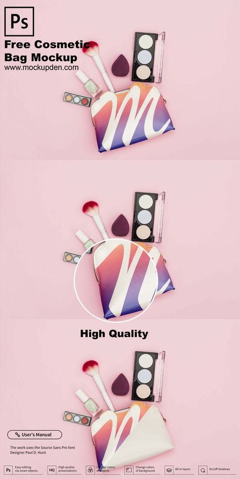 17+ Beautiful Makeup Bag Mockup PSD Templates | FREE Editables 8 Makeup Mockup Free, Makeup Mockup, Branding Mockups Free, Makeup Branding, Eco Makeup, Photoshop Tutorial Graphics, Makeup Companies, Some Makeup, Canvas Makeup Bag