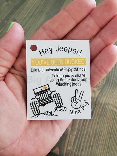 Duck Duck Jeep Tags, Jeep Wrangler Girly, Wrangler Camping, Jeep Wrangler Camping, Jeep Ducks, Duck Card, Duck Stickers, Duck Duck Jeep, Funny Bar Signs