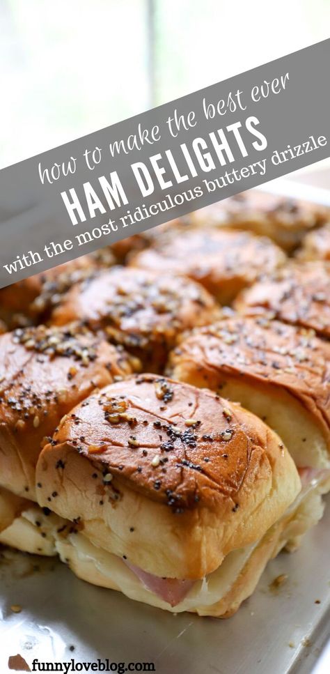 Ham Delights Recipe, Christmas Potluck Dishes Holiday Parties, Best Ground Beef Tacos, Christmas Potluck Dishes, Ham Swiss Sliders, Ham Delights, Sandwiches For Kids, Sliders Easy, Roll Sliders