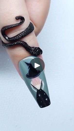 Easy Halloween Nail Designs Step By Step, Witch Hat Nails, Witch Halloween Nails, Witch Nails Designs, Witch Nail Art, Nails Step By Step, Easy Halloween Nails Design, Witch Nails, Skull Nails