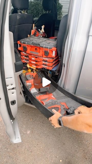 Pickup Truck Tool Storage Ideas, Van Drawers Storage Ideas, Extended Cab Truck Storage, Truck Rear Seat Storage, Pickup Truck Storage Ideas, Back Seat Tool Storage Truck, Truck Bed Tool Organization, Truck Bed Tool Storage, Truck Cab Storage Ideas