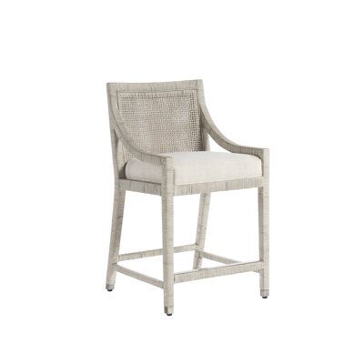 Add unmatched eloquence to dining spaces with the Longboat counter chair. A delightful meshing of woven rattan and fabric. Coastal Living™ by Universal Furniture Longboat 24" Counter Stool - Bar Stools in White | Size 38.0 H x 22.0 W x 22.0 D in | Perigold Counter Chair, Counter Chairs, Furniture Slipcovers, Woven Rattan, Upholstered Side Chair, Solid Wood Dining Table, Universal Furniture, Slipcovered Sofa, Birch Lane