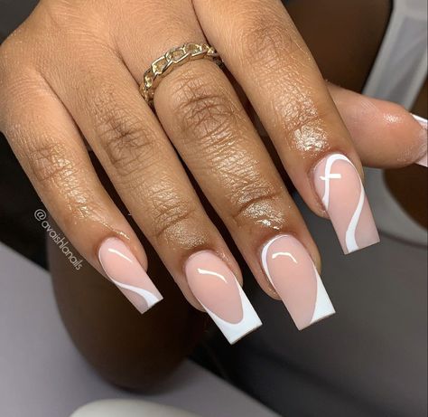 Nude Nail Designs Classy, Nude Tapered Square Nails, Medium Square Nails Designs, Medium Square Acrylic Nails Designs, Classy Vacation Nails, Sophisticated Nails, Cruise Nails, Classy Acrylic, French Manicures