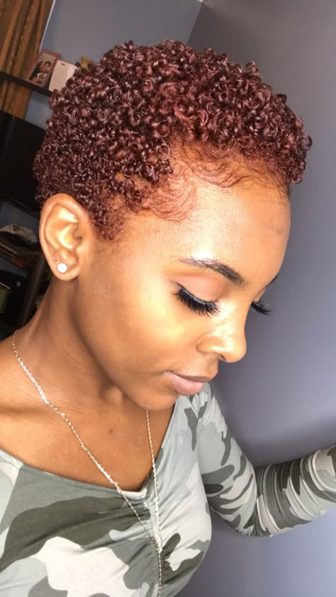 Burgundy Twa Natural Hair, Hair Tint For Black Women, Ginger Low Cut Hair Black Women, Hair Tint Ideas, Low Haircut For Black Women, Burgundy Hair Black Women, Natural Hair Styles Short, Natural Hair Pixie Cut, Tinted Hair