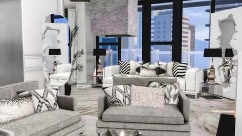 Glam Box Apartment Penny Pizzazz, Box Apartment, City Living Apartment, Glam Apartment, A Walk In Closet, Sims 4 City Living, Glam House, San Myshuno, Sims 4 House Building