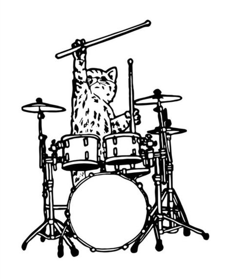 Drum Drawing, Drum Tattoo, Art Alevel, Cat Tat, Lino Art, Scrapbook Printing, Black And White Stickers, Music Drawings, Glass Engraving