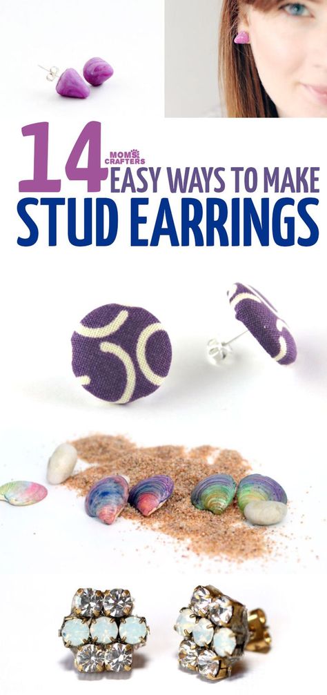 Diy Druzy Earrings, Diy Earrings Studs, Colorful Stud Earrings, Studs Diy, Diy Earrings Easy, Diy Jewelry To Sell, Diy Jewelry Rings, Diy Jewelry Earrings, Diy D