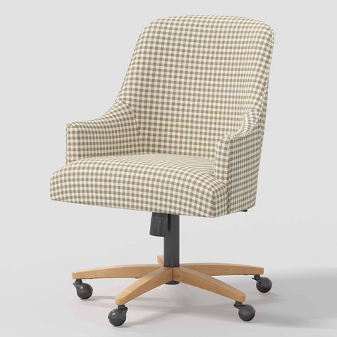 Tackle work days in absolute comfort with this Santa Monica Office Chair from Threshold™ designed with Studio McGee. Designed with solid-color upholstery, this office chair has a slatted back with high arms for a stylish look that helps you work in absolute comfort. Best of all, the built-in five-wheel swivel base lets you glide around the room with ease, while the adjustable height feature helps you customize your seating level. Overall Width: 24" Overall Height: 37" Overall Depth: 24" Seat Hei Upholstered Office Chair, Studio Mcgee Target, Studio Mcgee, Modern Home Office, Home Office Decor, Santa Monica, Cozy House, Room Inspo, Office Design