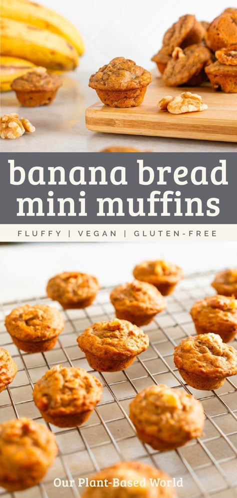 Say hello to your new favorite snack- Our dairy-free banana bread mini muffins! Packed with rich banana flavor, these mini treats not only deliver on taste but are also perfect for anyone following a dairy-free lifestyle. Enjoy them with your morning coffee or as an on-the-go snack. Happiness comes in small packages indeed! Eggless Mini Muffins, Healthy Muffins Vegan, Gluten Free Mini Banana Muffins, Banana Oat Mini Muffins, Nut Free Muffins For Kids, Mini Banana Muffins Healthy, Dairy Free Mini Muffins, Mini Healthy Muffins, Banana Mini Muffins Recipes