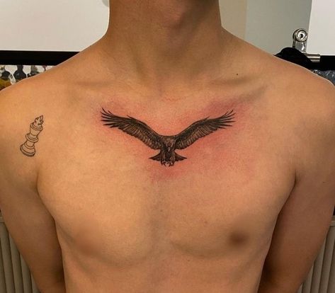 Tatoos Eagle Men, Falcon Chest Tattoo, Eagle Shin Tattoo, Eagal Tattoos, Eagle Tattoo On Neck, Eagle Tattoo Neck, Small Eagle Tattoo Men, Middle Chest Tattoo Men, Hawk Tattoo Men