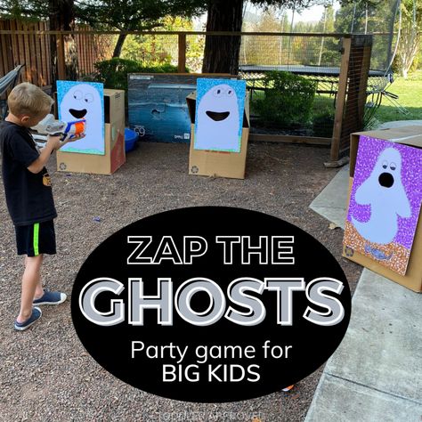 Halloween Party Game: Zap the Ghosts - Toddler Approved Halloween Craft Activities, Nerf Games, Fun Halloween Party Games, Ghost Games, Ghost Party, Halloween Games For Kids, Halloween Party Games, Vintage Halloween Decorations, Fun Fair