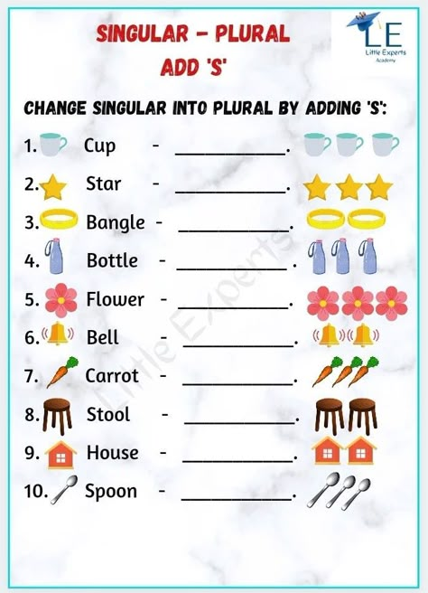 Ukg English Worksheets For Kids, Singular Plural Worksheets Kindergarten, One And Many Worksheet For Kindergarten, Kg2 English Worksheets, Singular And Plural Nouns Worksheet, Plurals Worksheets, One And Many, Kindergarten Math Worksheets Addition, Singular And Plural Nouns