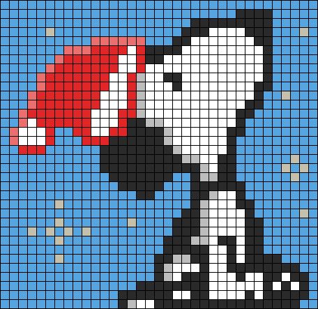 Snoopy Christmas Cross Stitch Pattern, Peanuts Perler Bead Patterns, Snoopy Plastic Canvas Patterns, Snoopy Pixel Grid, December Snoopy, Snoopy Alpha Pattern, Snoopy Cross Stitch Pattern, Snoopy Blanket, Xmas Beads