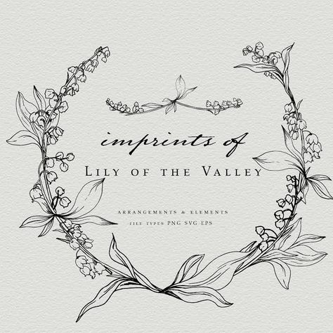 Lily Of The Valley Wreath Tattoo, Wedding Invitations Lily Of The Valley, Lily Of The Valley Invitation, Lily Of The Valley Line Drawing, Lily Of The Valley Logo, Lily Of The Valley Wreath, Lily Of The Valley Drawing, Wedding Line Art, Lily Of The Valley Art