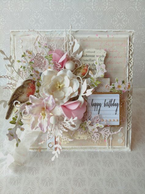 Shabby Chic Happy Birthday Card - Scrapbook.com Shabby Chic Birthday, Chic Birthday, Estilo Shabby Chic, Shabby Chic Cards, Wedding Cards Handmade, Shabby Chic Crafts, Shabby Chic Wedding, Happy Birthday Images, Happy Birthday Card