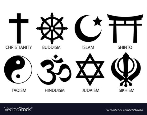 World religion symbol icon set Royalty Free Vector Image All Religions Are One Symbol, World Religions Symbols, All Religions Symbol Tattoo, Schism Art, All Religions In One Picture, All Religions Symbol, Muslim Tattoo Ideas, Coexist Tattoo, Religions Symbols