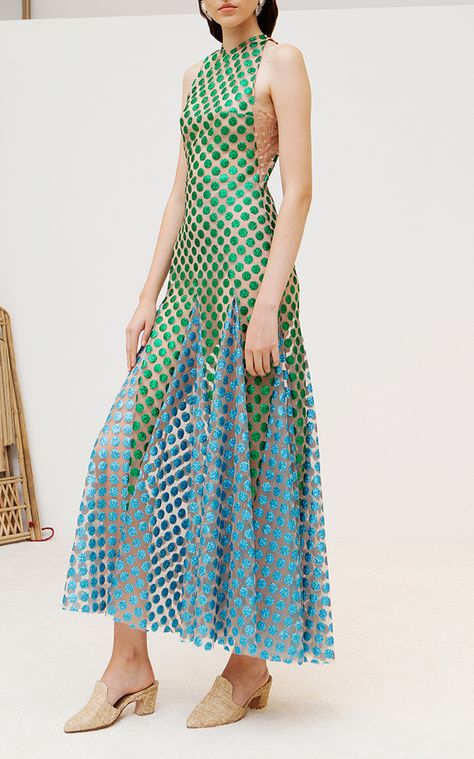 Sandra Mansour, Dots Clothing, Dots Fashion, Polka Dot Maxi Dresses, Vogue Italia, Fashion 2018, Beautiful Gowns, Dot Dress, Green Fashion