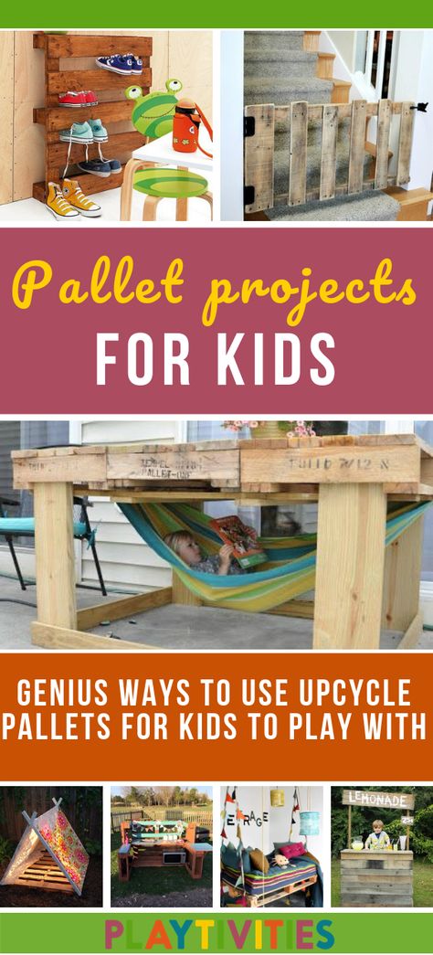 25 FUN PALLET PROJECTS YOUR KIDS WILL APPRECIATE I love fun pallet projects especially if I can turn them into something useful for the kids. I found these pallets projects on Pinterest and decided to share them here with you. #FunPalletProjects #PalletProjectsForKids #PalletProjectsKidsLove #CraftActivities #Parenting #CoolIdeasForKids #FunForKids #UsefulIdeasForKids Pallet Projects Kids, Pallet Projects For Kids, Diy Pallet Decoration, Pallet Kids, Pallets Projects, Pallet Playhouse, Outdoor Pallet Projects, Diy Wood Pallet Projects, Pallet Projects Easy