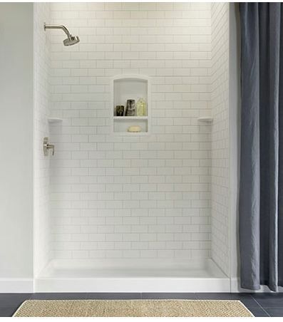 the return of subway tile, bathroom ideas, tiling Shower Wall Kits, Subway Tile Showers, Shower Wall Tile, Shower Wall Panels, Shower Base, Shower Pan, Shower Surround, Bathroom Redo, Shower Remodel