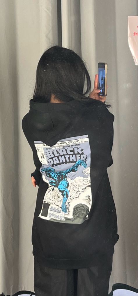 Marvel Hoodie Aesthetic, Marvel Merch Clothes, Marvel Clothes Aesthetic, Marvel Merch Aesthetic, Marvel Streetwear, Black Panther Hoodie, Panthers Outfit, Marvel Hoodie, Marvel Merch