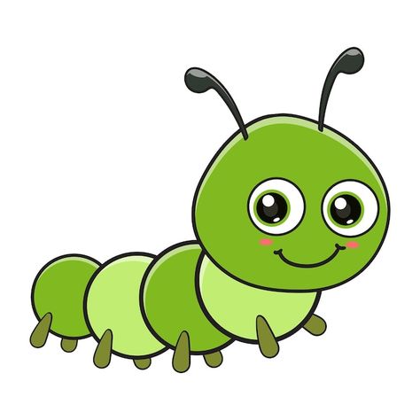 Caterpillar Drawing Simple, Worm Cute Drawing, Cartoon Caterpillar, Cartoon Insects, Caterpillar Clipart, Worm Animation, Caterpillar Cartoon, Kawaii Caterpillar, Catipillar Drawing