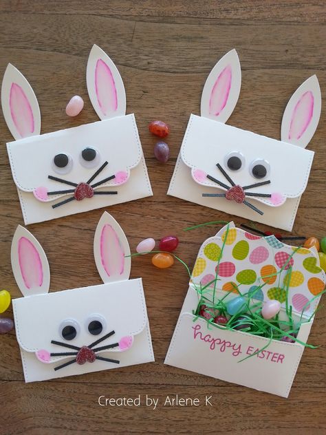 I made these cute bunny envelopes for my two sons and nieces. They could not wait till Easter, so I put some jelly beans inside and they ... Candy Corn Mix, Tree Heart, Easter Cards Handmade, Two Sons, Lawn Fawn Cards, Gift Envelope, Spring Cards, Envelope Template, Easter Crafts For Kids