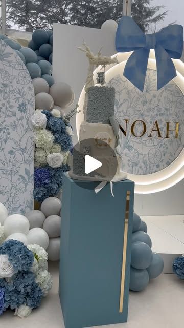 Manchester Event Balloon Stylist with Hayley on Instagram: "Pure elegance for a very special milestone ✨ 🩵 🧸

Noah’s first birthday brought to life with the timeless beauty of a Dior-inspired theme. 🤍 

From the luxurious marquee setup to the intricate details of the blue and white decor, every element was designed to create unforgettable memories. 🪄🩵

A magical day filled with love, family, and the sweetest moments to celebrate his first year in style! 🕊️ 

#firstbirthdayparty #diorinspired #luxuryevent #eventdesignperfection #babydior #manchesterballoons #balloonbackdrop #birthdayballoons #diorthemeparty #eventstyling #marqueeideas #customevents 

Table setting @dreamcreations.softplay 
Food @cheeseandtreats 
Marquee @exquisite_marquees 
Cake @de_la_cakes" Dior Party Theme, Dior Backdrop, Dior Theme, Blue And White Decor, Theme First Birthday, Baby Dior, Pure Elegance, Balloon Backdrop, Luxury Event