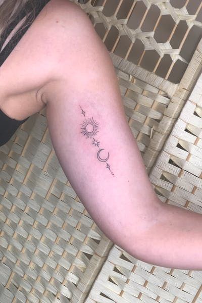 Top 40 Best Tattoos (July 2019) | Tattoodo Moon Star Tattoo, Sun And Moon Tattoo, Inspiration Tattoos, Bff Tattoos, Sun Tattoos, Best Tattoos, Next Tattoo, Sun Tattoo, Dainty Tattoos