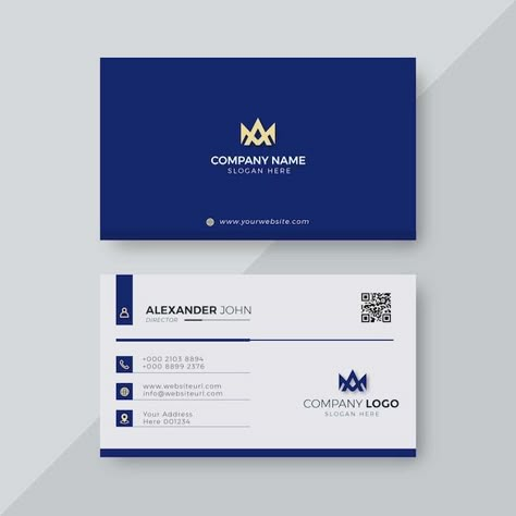 Bussines Cards Design Creative, Visiting Cards Design, Blue And White Color Scheme, Doctor Business Cards, Corporate Business Card Design, Business Cards Layout, Card Design Template, Blue Business Card, Create Business Cards