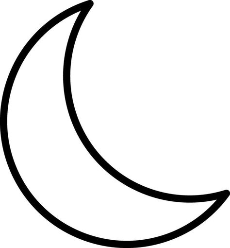 Black line art illustration of a crescent moon. Crescent Moon Printable, Half Moon Sketch, Crescent Illustration, Moon Line Art, Moon Outline, Black Line Art, Big Moon, Line Art Illustration, Moon Moon