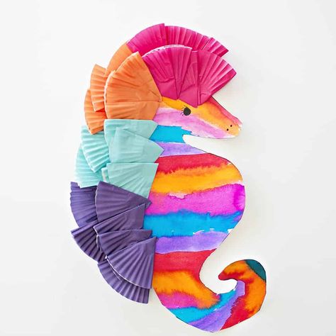 Seahorse Craft, Library Job, Watercolor Seahorse, Seahorse Crafts, Ocean Art Projects, Ocean Animal Crafts, Under The Sea Crafts, Hello Wonderful, Seahorse Art