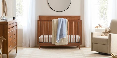 Timeless Mid-Century Nursery Modern Baby Cribs, Mid Century Nursery, Baby Cribs Convertible, Modern Crib, West Elm Kids, Toddler Beds, Kids Dressers, Convertible Crib, Gender Neutral Nursery