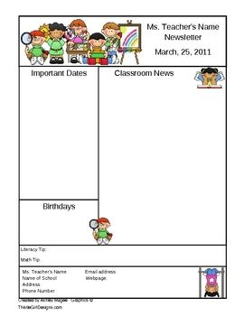 Free Teaching Resources - TeachersPayTeachers.com Elementary School Newsletter Template, School Newsletter Template Free, Class Newsletter Template, Newsletter Templates Word, Teacher Newsletter Template, Class Newsletter, Monthly Newsletter Template, Preschool Newsletter Templates, Preschool Newsletter