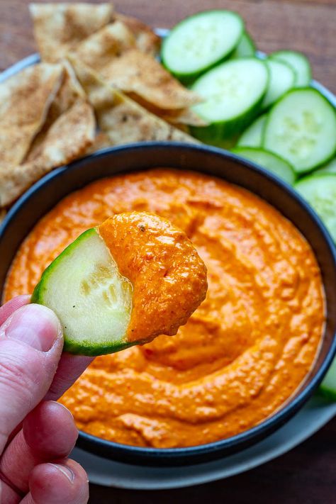 Red Pepper And Feta Dip, Feta Cheese Dip Recipes, Red Pepper Dip Recipe, Pepper Dip Recipe, Roasted Red Peppers Recipes, Feta Cheese Dip, Red Pepper Recipes, Paleo Vegetables, Roasted Red Pepper Dip