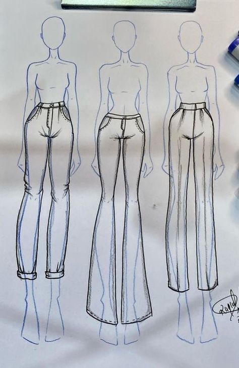 Fashion Sketches Inspiration, Pants Sketch, Pants Illustration, Quick Fashion Sketch, Eco Fashion Design, Fashion Designer Dresses, Fashion Sketchbook Inspiration, Croquis Fashion, Designing Clothes