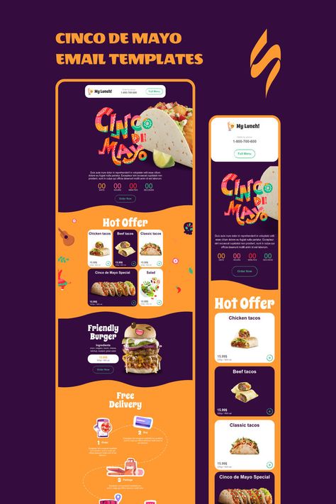 Cinco de Mayo Email Template "Classic tacos" for Food industry. Create eye-catching templates that leave a lasting impact.🌠🌟 Follow us on Pinterest for design and marketing hacks! 📈💌 #cincodemayo #stripoemail #emailtips #emailnewsletter #emailtemplate #emaildesign #emailmarketing #emaildesignlayout Classic Tacos, Marketing Hacks, Holiday Emails, Email Template Design, Email Newsletter Design, Holiday Campaign, Old School Tattoo Designs, Email Template, Newsletter Design