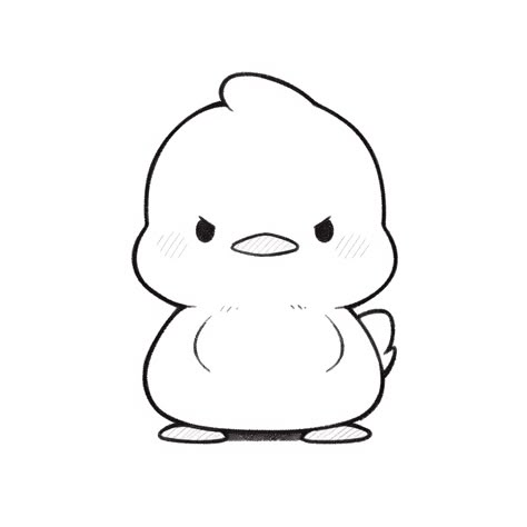 Funny Cartoon Drawings, Duck Cartoon, Cute Easy Doodles, Black And White Stickers, Black And White Cartoon, Chibi Anime Kawaii, Fantasy Creatures Art, Simple Doodles, Kawaii Drawings