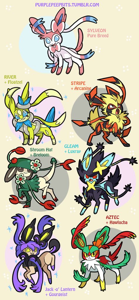 Sylveon Variations Pokemon Hybrids, Types Of Pokemon, Pokemon Variants, Pokemon Variations, Pokemon Fusions, Pokemon Fusion Art, Pelo Anime, Mega Pokemon, Pokemon Breeds