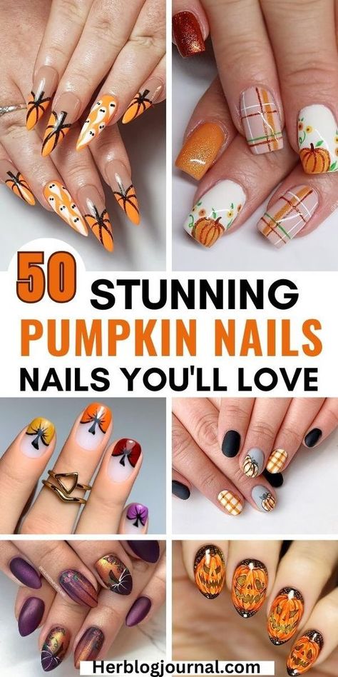 Stunning pumpkin nail designs perfect for Halloween and fall. From easy pumpkin French tips to adorable acrylic fall-themed pumpkin nail art, these ideas will make your nails stand out this season. Easy Halloween Nail Designs, Easy Fall Nail Designs, Pumpkin Nail Designs, Easy Halloween Nails Design, Pumpkin Nail, Pumpkin Nail Art, Halloween Nails Easy, French Tip Nail Designs, Classy Nail Designs