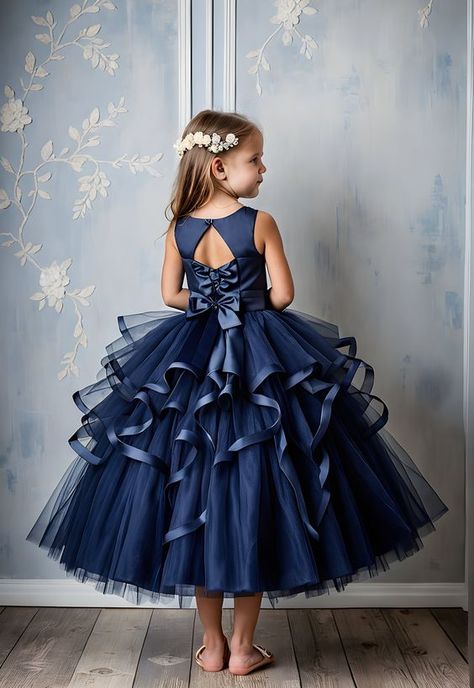 Canikat Girl's Sleeveless Dress Ruffled Tiered Solid Color Summer Tunic Dresses Kid Dress Design, Blue Dresses For Kids, Navy Flower Girl Dress, Navy Blue Flower Girl Dresses, Flower Girl Dresses Navy, Enchanting Dress, Flower Girl Dresses Blue, Blue Flower Dress, Voluminous Skirt