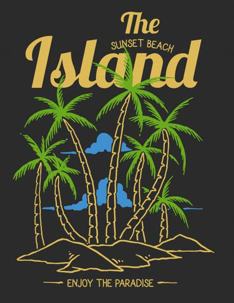 Palm Tree Illustration, Tropical Illustration, Boat Shirts, Work Images, Album Art Design, Tshirt Printing Design, Beach Tropical, Shirt Design Inspiration, Graphic Tshirt Design