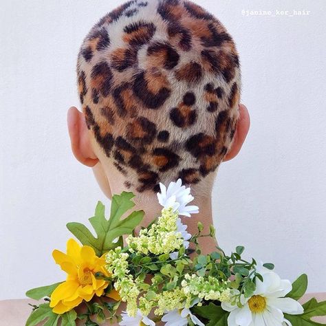 the opposite of what i was, mademoiselleclipon: Janine Ker Shaved Head Designs, Cheetah Hair, Shaved Designs, Dyed Hair Men, Buzzed Hair, Shaved Hair Designs, Leopard Print Hair, Dip Dye Hair, Leopard Hair