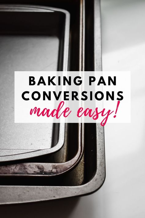 Baking Pan Conversion Chart, Baking Times For Different Pans, Baking Pan Sizes, Cake Pan Sizes, Baking Conversions, Half And Half Recipes, Wilton Cake Pans, Mini Loaf Pan, Baking Basics