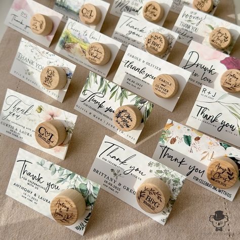 Thank You Gift Wedding, Wedding Tokens For Guest, Thank You Wedding Favors, 80th Bday Party Ideas, Useful Wedding Favors For Guests, Wine Cork Wedding Favors, Napa Valley Bachelorette Party, Napa Valley Bachelorette, Backyard Rehearsal Dinner